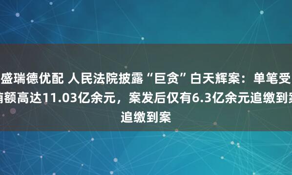 盛瑞德优配 人民法院披露“巨贪”白天辉案：单笔受贿额高达11.03亿余元，案发后仅有6.3亿余元追缴到案